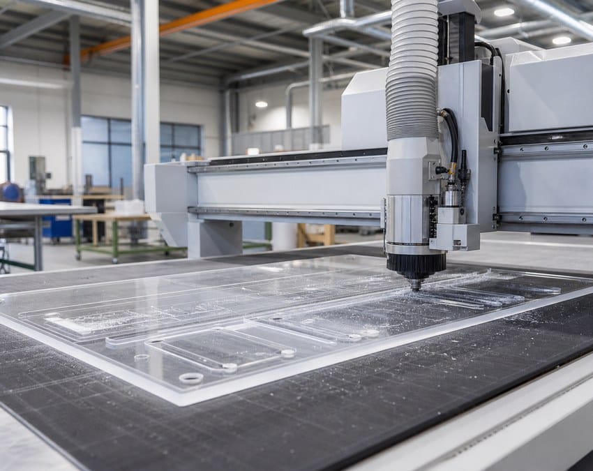 CNC advertising equipment manufacturing workshop processing acrylic panels